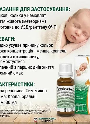 Еспумізан espumisan 40 мг/мл краплі 30 мл симетикон від коліків, метеоризму, здуття