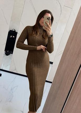 Сукня вʼязана лапша коричнева mango