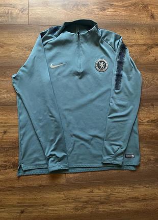 Чоловічий тренувальний лонгслів nike chelsea fc l-xl 1/4 zip drill top dri-fit дріл оригінал