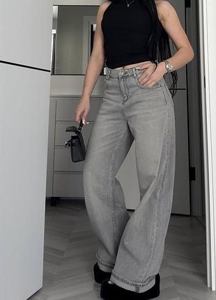Джинси світло сірі wide leg shein