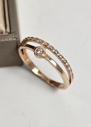 Кольцо из золота с белыми фианитами 17.5