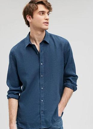 Мужская рубашка синего цвета, размерl, massimo dutti