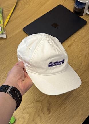Стильна літня білосніжна кепка бейсболка carhartt wip liquid script