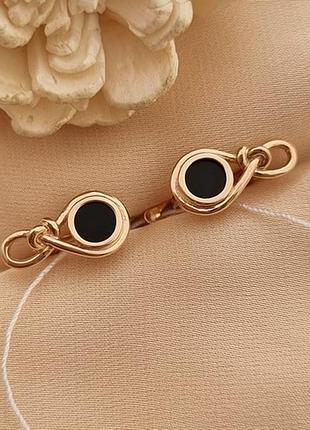 Серьги золотые с черной эмалью и английской застежкой