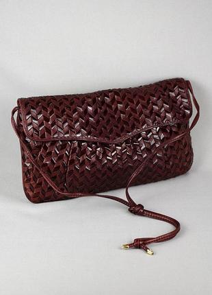 Сумка плетена cosci бордова шкіряна лакова на плече клатч італія оригінал                        furla coccinelle aigner picard lancaster celine