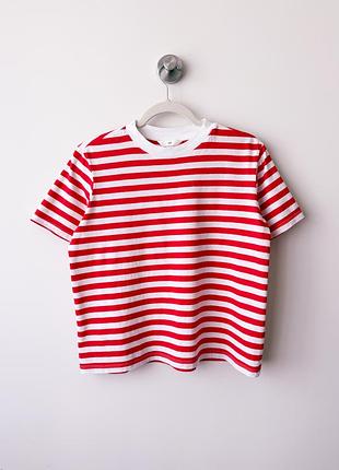 Футболка h&m у смужку біла з червоним