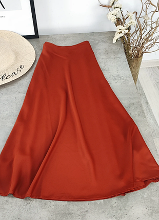 Коричневая сатиновая юбка shein