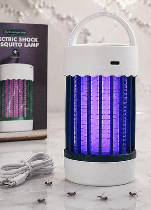Лампа от комаров electric shock c12 с уф-подсветкой и электрической сеткой, usb ловушка для мух и мошек, ночник 5 вт