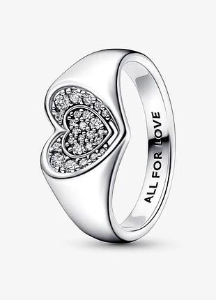 Срібне кільце пандора pandora 192491c01 все заради любові серце срібло s925 ale нове з биркою