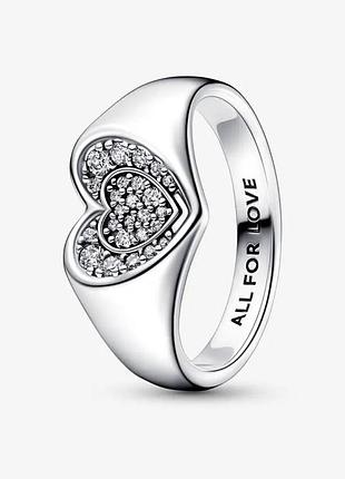 Срібне кільце пандора pandora 192491c01 все заради любові серце срібло s925 ale нове з биркою