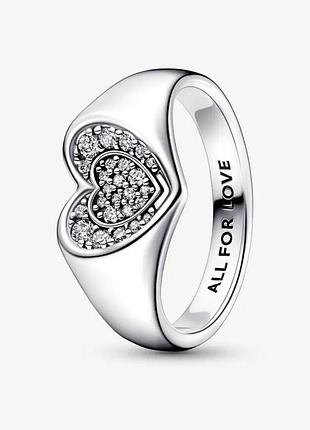 Срібне кільце пандора pandora 192491c01 все заради любові серце срібло s925 ale нове з биркою