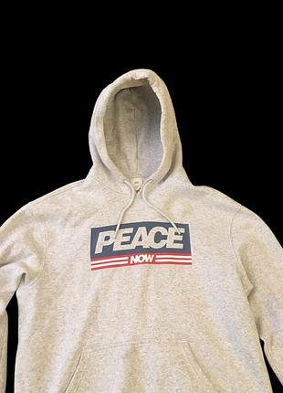 Сірий худі h&m l.o.g.g. з принтом peace / толстовка з каптуром h&m / розмір m
