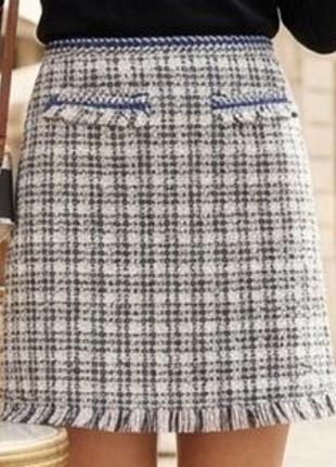 Белая твидовая женская мини юбка от h&amp;m