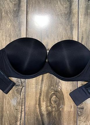 Бюстгальтер бра пушап m&s push-up balcony чорний 36/80c який реально зробить з ваших грудей dd візуально товстий і мʼякий поролон. безшовна спинка