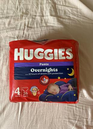 Дитячі підгузки-трусики huggies overnights pants, розмір 4 (9-14 кг), 26 ш...