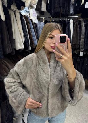 Шуба норкова шуба бомбер 53 см шуба колотий лід