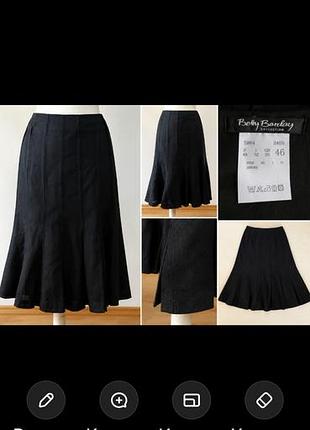 Спідниця лляна veny barclay collection, розмір. 46 / xxxl / 54 нова
чорного кольору розкльошеного фасону, з декоративними складками елегантно виглядає