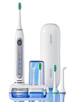 Акумуляторна ультразвукова зубна щітка nevadent nszb 3.7 c4, електрична зубна щітка з насадками