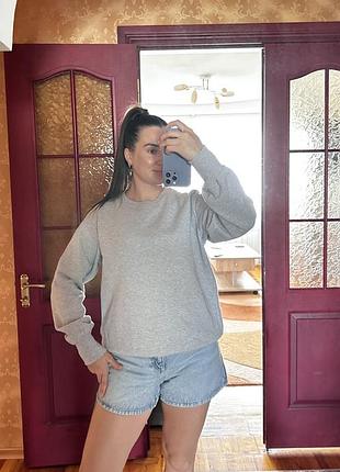 Сірий світшот uniqlo оригінал розмір l бавовна класична толстовка кофта сіра унісекс оверсайз