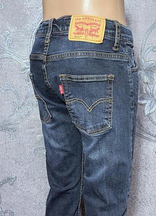 Детские джинсы премиум-бренду levi's 511 slim fit 8 лет 128-134 см рост синие стильные прямые деним брюки для мальчика стритстайл кэжуал уличный стиль