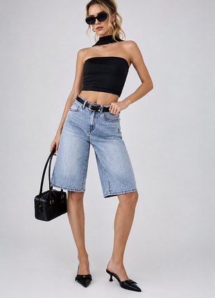 Джинсовые шорты-бермуды, багги ad'oro denim italy