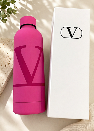 Valentino, ярко-розовая термобутылка с фирменным логотипом v🩷