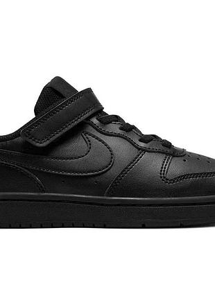 Nike court borough low 2 (psv) в полностью черной расцветке (black/black/black) с липучкой