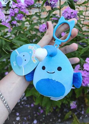 Оригинальный брелок малыш squishmallows zal рыба удильщик с биркой клипса