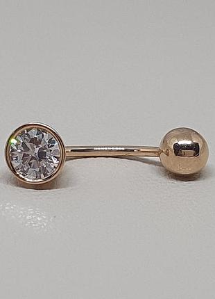 Золотая серьга-пирсинг с фианитами. 360062