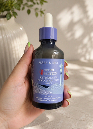 💜 mary&amp;may seoul edition retinol 0.1% bakuchiol cica serum, 80 мл