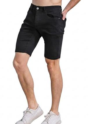 Шорти чоловічі джинсові h&m slim fit чорні стрейч w30