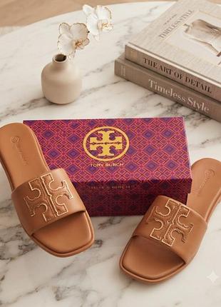 Шлепанцы женские кожаные tory burch