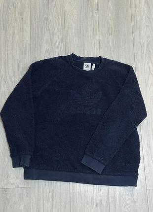 Плюшевий світшот adidas originals sherpa / fleece темно-синій, розмір xl (оригінал, dh7076)