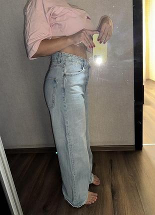 Джинси zara wide leg світло-блакитні