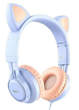 Наушники проводные hoco w36 cat ear накладные детские с микрофоном lilac