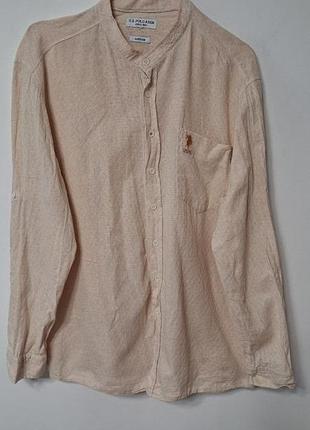 Рубашка рубашка мужская бежевая u.s. polo assn regular, размер xl