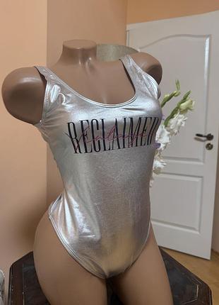 Сріблястий суцільний купальник reclaimed vintage