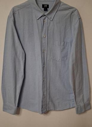 Сорочка рубашка чоловіча синя блакитна h&m regular, розмір xl