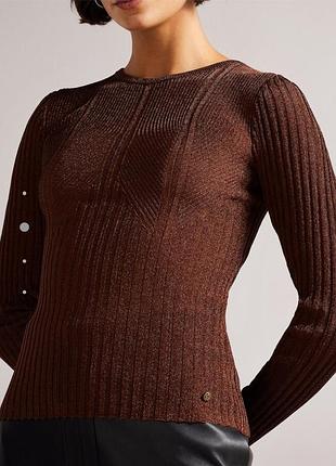 Джемпер женского, коричневого коляруз вискозы и люрекса от бренда ted baker ♥️