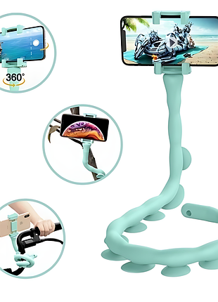 Гнучкий тримач для телефона cute worm lazy holder із універсальними присосками, блакитний