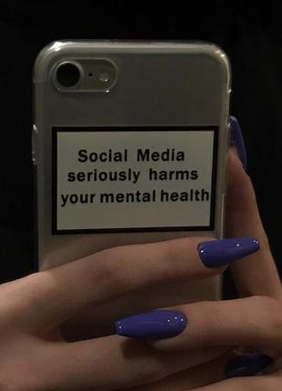 Чехол iphone x social media seriously harms your mental health harms your mental health iphone 7/8 чехол