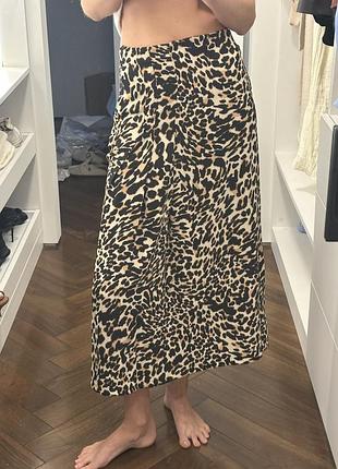 Спідниця міді zara woman леопардовий принт, розмір xs