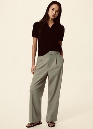 Базові штани палаццо кольору хакі uniqlo