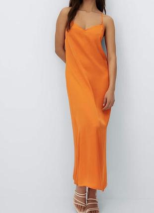 Атласна міді сукня stradivarius, l