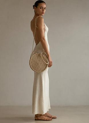 Актуальна трендова кругла плетена сумка тоут сумочка з паперової соломки round straw bag primark 🔥🔥🔥