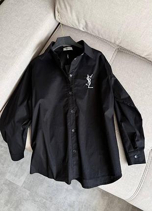 Чорна сорочка yves saint laurent з лого