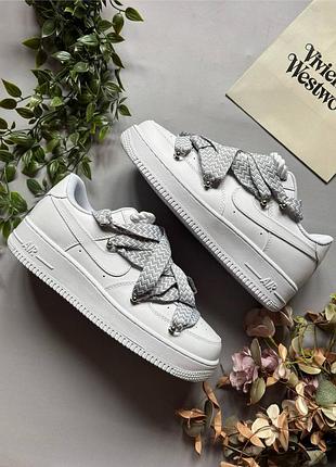 Nike air force custom lanvin laces grey white