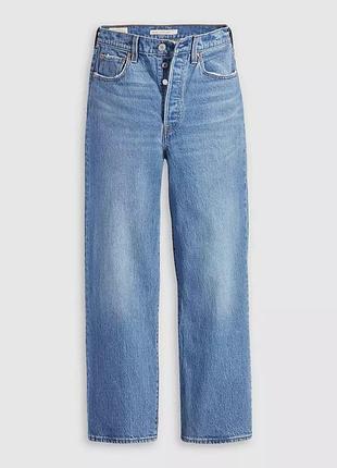 Базові блакитні джинси levi’s ribcage straight ankle підліткові на дівчинку маленького розміру на болтах прямі голубі