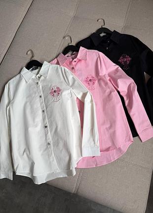 Сорочки рубашки у кольорах з лого вишивкою chrome hearts