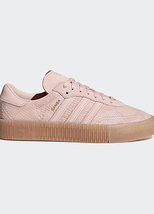 Adidas sambarose (38.5-39 25см женские кроссовки кеды розовые замшевые